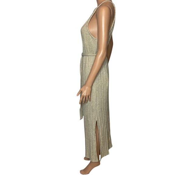 Anthropologie Amadi Caroline Knit Midi Dress size Medium New Beige Minimalist - Picture 3 of 8